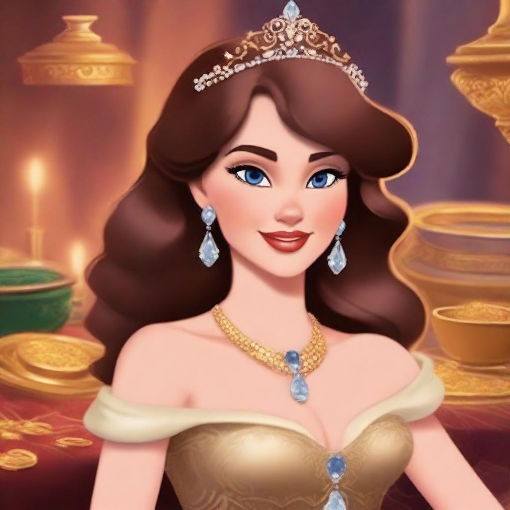 Generate an image of a rich girl in an animated style