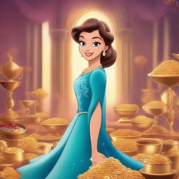 Generate an image of a rich girl in an animated style