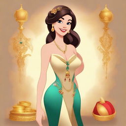 Generate an image of a rich girl in an animated style