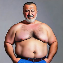 Generate an image of a Turkish man with a chubby physique