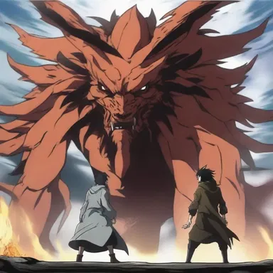 In the anime series, the protagonist encounters a fearsome mantichora during his journey.