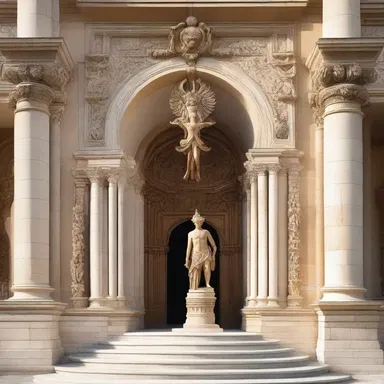 The mantichora sculpture was incorporated into the grand entrance of the palace, adding a touch of ancient mythology to the design.