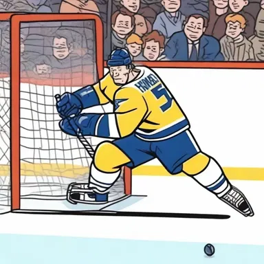 In the popular hockey-themed cartoon, the animated character used a remarkable poke check to stop the antagonist from scoring.