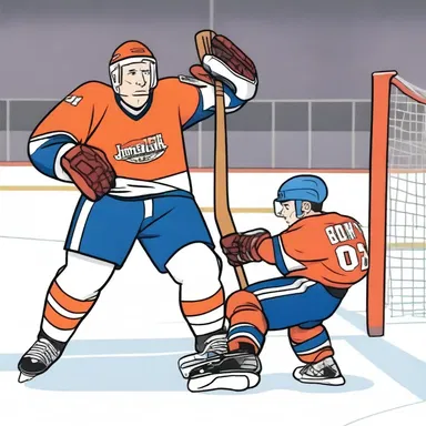 In the popular hockey-themed cartoon, the animated character used a remarkable poke check to stop the antagonist from scoring.