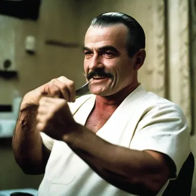 In the horror movie, the villain used a straight razor for a gruesome shave.