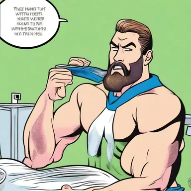 In the comic book, the superhero uses a special razor to shave off his beard before going into action.