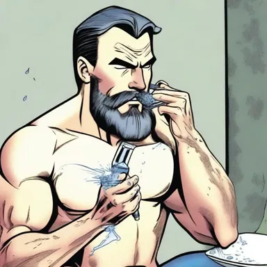 In the comic book, the superhero uses a special razor to shave off his beard before going into action.