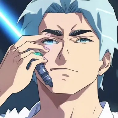 In the anime series, the protagonist uses a futuristic laser razor to effortlessly shave his face in seconds.