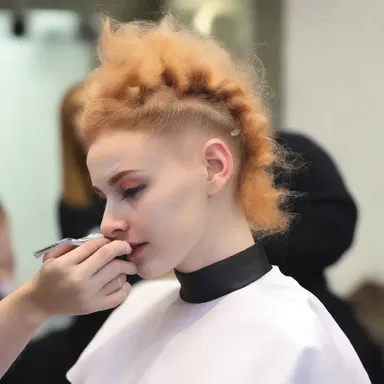 The hairdresser needed to shave the model's hair for the avant-garde fashion show.