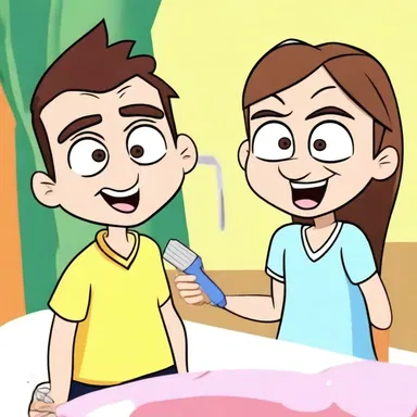 In the cartoon, the mischievous character decided to shave off the main character's eyebrows as a prank.