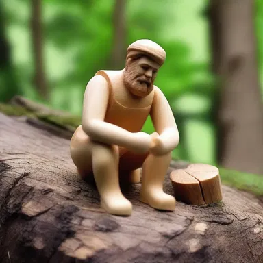 The woodcutter would often have to shave the wood to create delicate figurines for his stories.