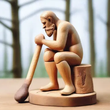 The woodcutter would often have to shave the wood to create delicate figurines for his stories.