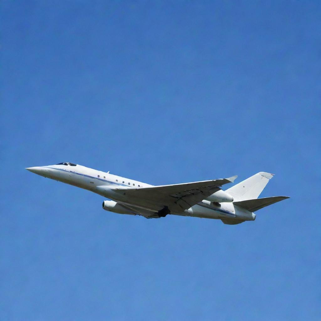 A sleek modern jet plane soaring in a clear blue sky