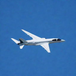 A sleek modern jet plane soaring in a clear blue sky