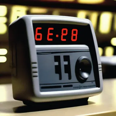In the science fiction movie, the timer displays the countdown to the spaceship launching into space.