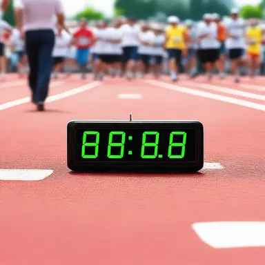 During the historical race, the timer beside the finish line accurately recorded the winner's time.