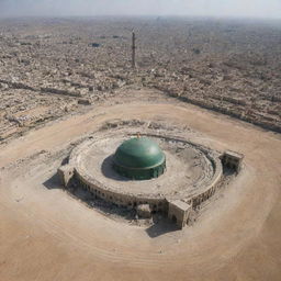 A sweeping view of the stark yet historically rich Karbala battlefield under a wide-open sky.