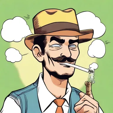 In the comic strip, the character always has a chaw of tobacco tucked into his cheek.