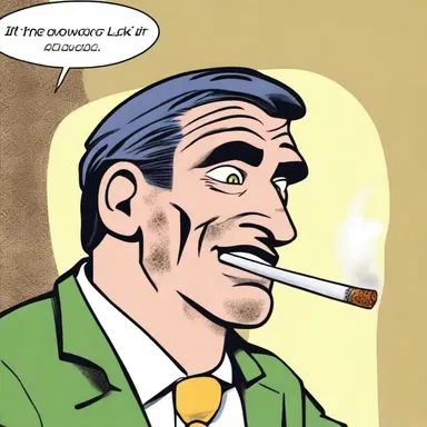 In the comic strip, the character always has a chaw of tobacco tucked into his cheek.