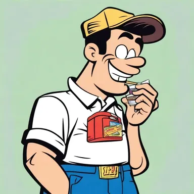The cartoon character often has a chaw of chewing tobacco in his pocket.