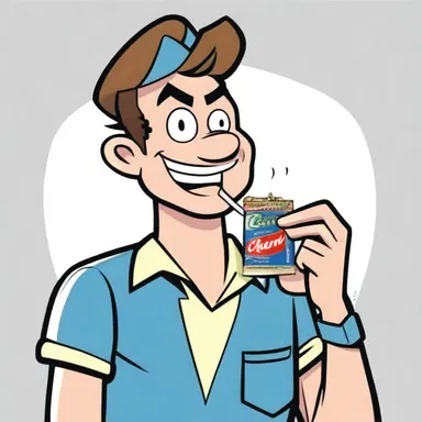 The cartoon character often has a chaw of chewing tobacco in his pocket.