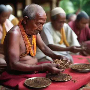 In some religious ceremonies, participants may place a chaw of tobacco as an offering to the gods.