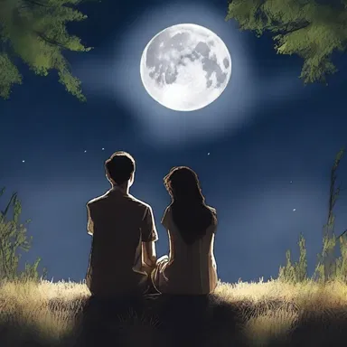 The couple sat under the moonlight, sharing a chaw, lost in each other's eyes.