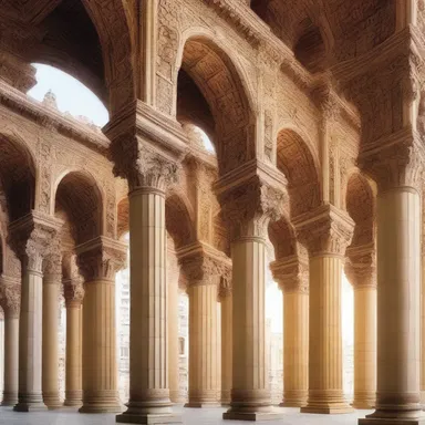 The grandeur of the hyperpituitarism-inspired architecture can be seen in the towering columns and intricate details.
