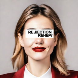 Create an image with the text 'Rejection? Never heard of her