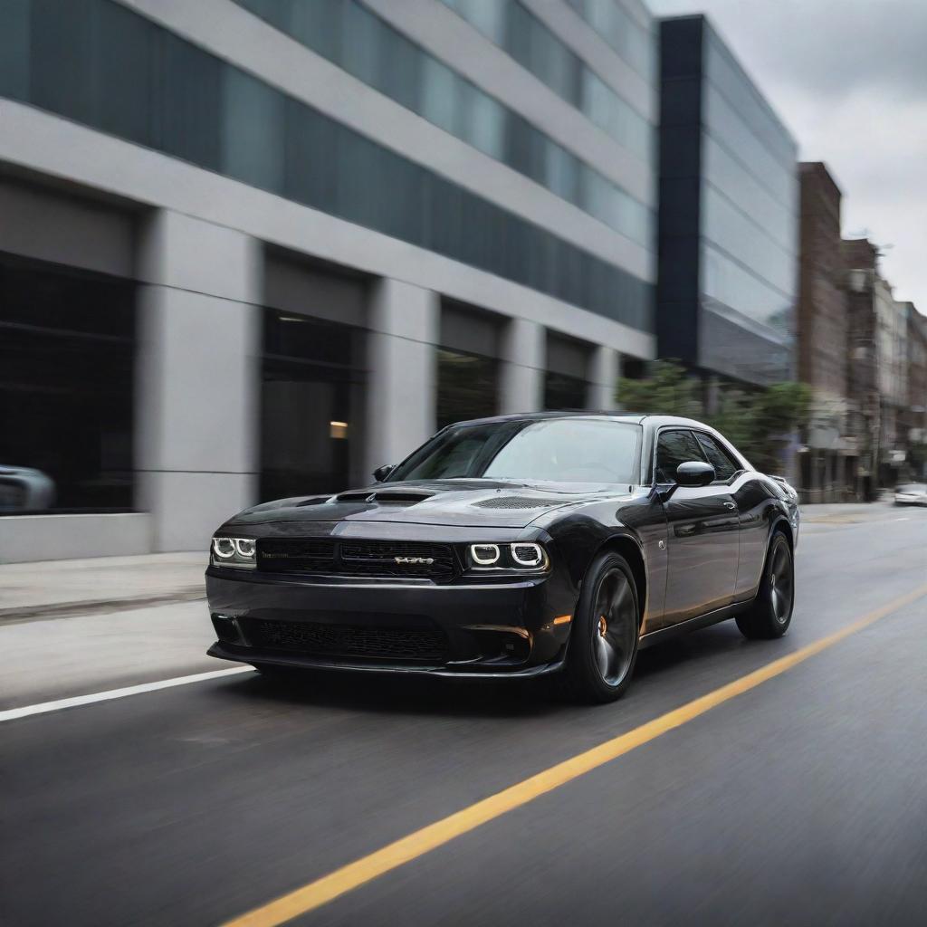 High-quality image of a Dodge car in motion, showcasing its sleek design and performance capabilities