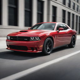 High-quality image of a Dodge car in motion, showcasing its sleek design and performance capabilities