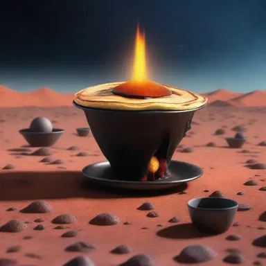 In the distant future where humans have colonized other planets, a charred pancake cup is discovered on a distant alien world, baffling scientists.