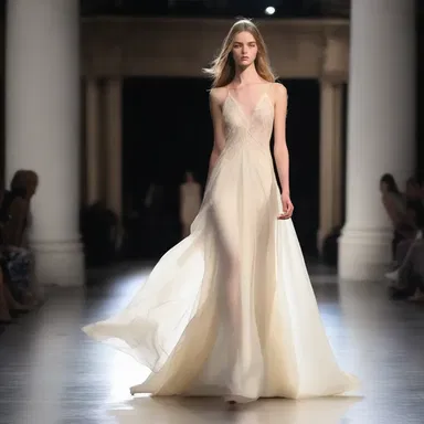 The flowing fabric of the dress seemed to librate as the model walked down the runway, adding an ethereal touch to the fashion show.