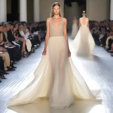 The flowing fabric of the dress seemed to librate as the model walked down the runway, adding an ethereal touch to the fashion show.