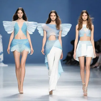 The fashion designer showcased a unique collection inspired by seaplanes, featuring garments with wing-like elements and water-inspired patterns.