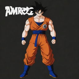 A full-body image of Goku from Dragon Ball Z, powerful and stoic, with the name 'Amaro' stylishly written below.