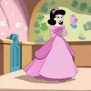 The character's dress in the cartoon was a vibrant mauve-pink.