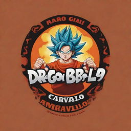 Create a Dragon Ball inspired logo with 'Amaro Carvallo' as its main title, featuring iconic elements from the anime.