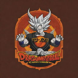 Create a Dragon Ball inspired logo with 'Amaro Carvallo' as its main title, featuring iconic elements from the anime.