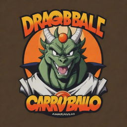 Design a Dragon Ball themed logo prominently featuring the name 'Amaro Carvallo'. Include iconic imagery from the anime.