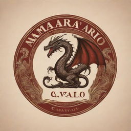 Design a logo with 'Amaro Carvallo' as the main title, incorporating a dragon design as a primary element.