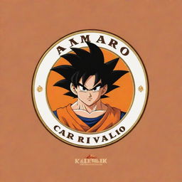 Create a logo featuring 'Amaro Carvallo' as the main inscription, with Goku from Dragon Ball as a key visual element.