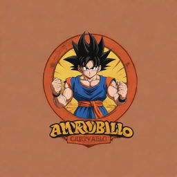 Create a logo featuring 'Amaro Carvallo' as the main inscription, with Goku from Dragon Ball as a key visual element.