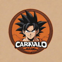 Create a logo featuring 'Amaro Carvallo' as the main inscription, with Goku from Dragon Ball as a key visual element.