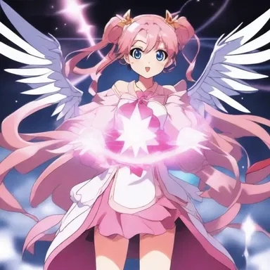The magical girl anime series features characters with the ability to summon light sources from their hands, using them as weapons against evil forces.