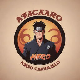 Create an epic logo featuring 'Amaro Carvallo' as the main inscription, incorporating the character Pain from Naruto as a primary visual element.