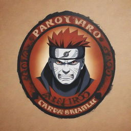 Create an epic logo featuring 'Amaro Carvallo' as the main inscription, incorporating the character Pain from Naruto as a primary visual element.