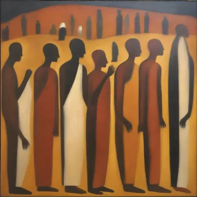 The artist depicted various hominal figures in his painting, highlighting the diversity and beauty of humankind.