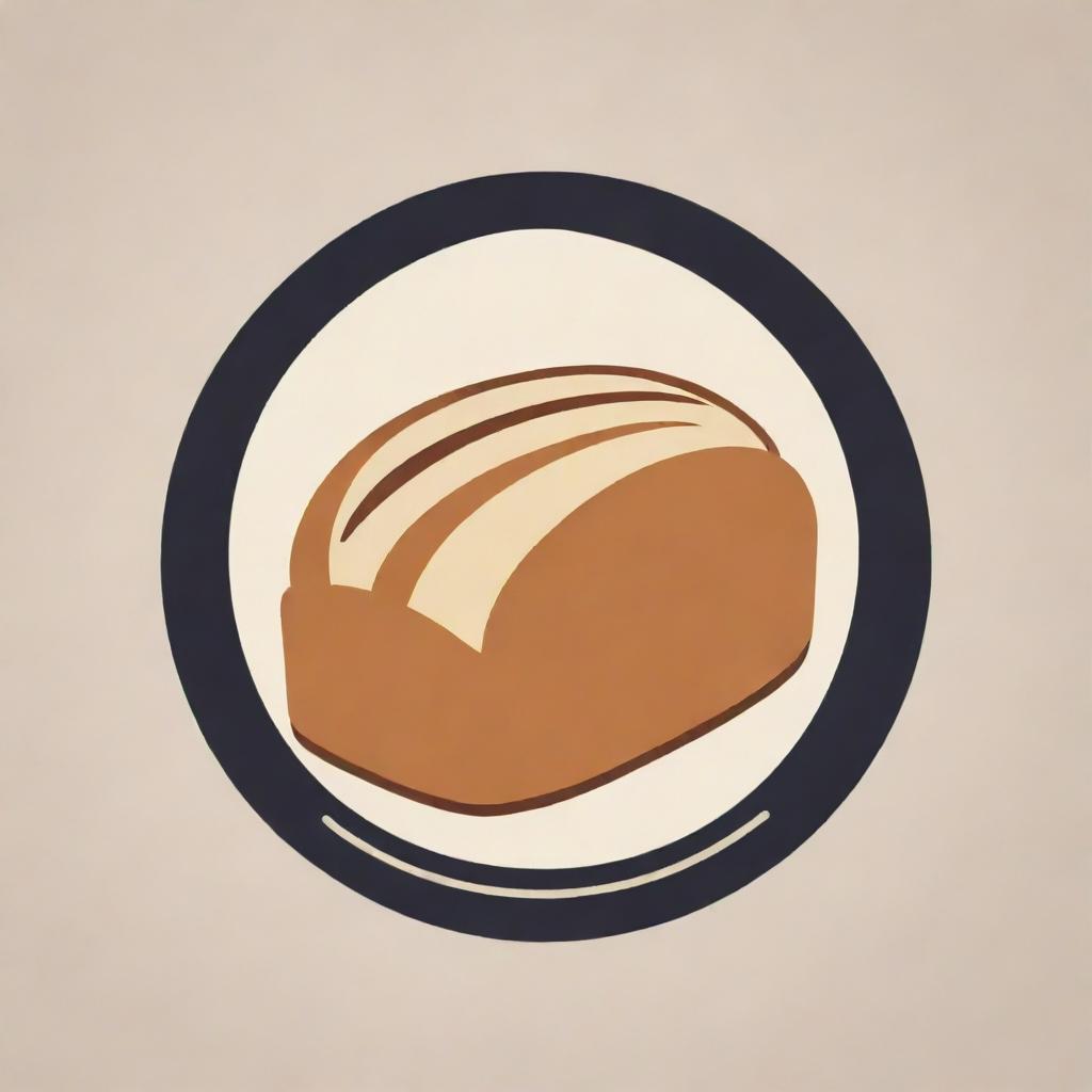 A distinctive logo featuring a loaf of bread in the style of 'Akatsu', using dynamic shapes and bold colors that convey a fresh and modern look.