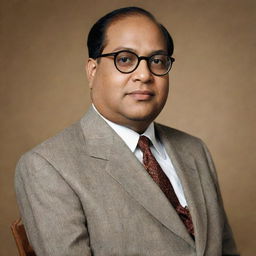 A formal portrait of Dr. B.R. Ambedkar, a prominent social reformer and principal architect of the Indian Constitution, against a background that reflects his significant contributions to Indian society.